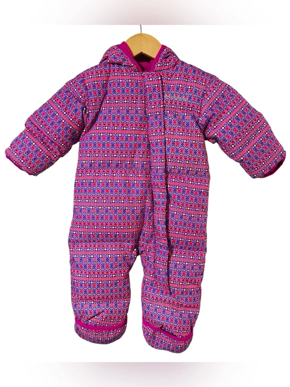 COLUMBIA Snuggly Bunny Bunting Down Lined Logo Winter One Piece Snowsuit Girls